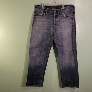 7 For All Mankind Jerome Dahan Blue Cotton Women's Straight Denim Zip Jeans 34
